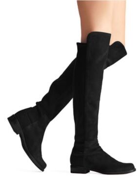 Stuart Weitzman 5050 Black Suede Over-the-Knee Boots Stretch Back Size 7.5